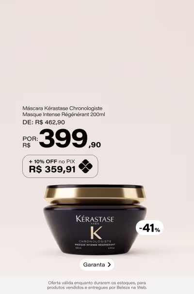 Kérastase Chronologiste Masque Intense Régénérant - Máscara Capilar 200ml De: R$ 462,9 Por: R$ 399,9 Selo: 41% OFF *Vendidos e entregues por Beleza na Web