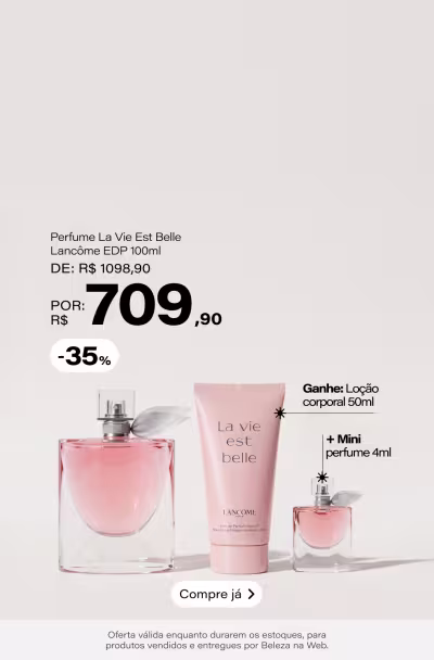 La Vie Est Belle Lancôme Eau De Parfum Refilável - Perfume Feminino 100ml De: R$ 1098,9 Por: R$ 709,9 Selo: 35% OFF + Ganhe Dupla de Minis *Vendidos e entregues por Beleza na Web