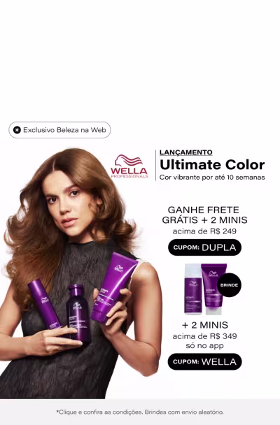 Especial Wella Professionals - Lançamento Ultimate Color | Ganhe Frete Grátis + Dupla de Minis nas compras acima de R$299 + Dupla de Minis nas compras acima de R$419 só no app *Envio aleatório *Vendidos e entregues por Beleza na Web