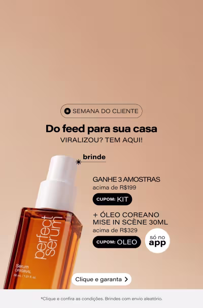 TREND DAY | Ganhe Kit Tendências acima de R$199 + Óleo Mise in Scene 30ml acima de R$329 só no App!"*Vendidos e entregues por Beleza na Web