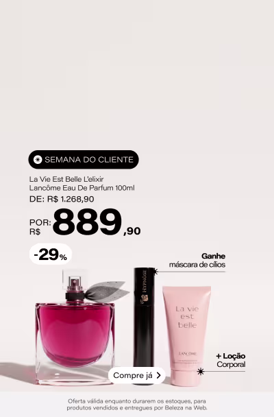 La Vie Est Belle L'elixir Lancôme Eau De Parfum - Perfume Feminino 100ml De: R$ 1268,9 Por: R$ 889,9 Selo: 29% OFF *Vendidos e entregues por Beleza na Web