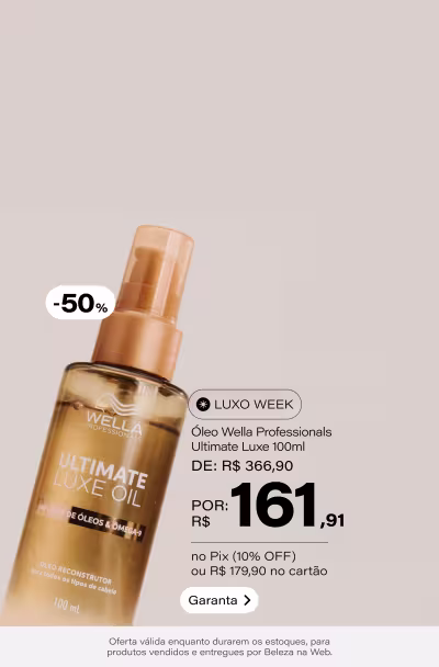 Wella Professionals Ultimate Luxe Oil - Óleo Reconstrutor 100ml De: R$ 366,9 Por: R$ 179,9 Selo: 50% OFF *Vendidos e entregues por Beleza na Web