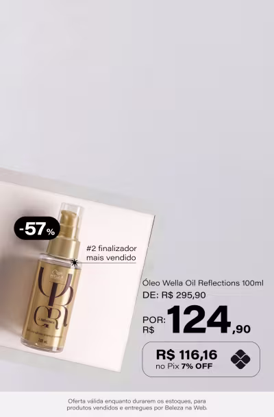 Wella Professionals Oil Reflections - Óleo Capilar 100ml De: R$ 295,9 Por: R$ 124,9 Selo: 57% OFF (No Pix: R$ 116,16 - 7% OFF) *Vendidos e entregues por Beleza na Web