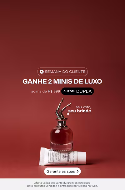 Você vota e a Beleza Realiza! Ganhe Dupla Mini de Luxo nas compras do site acima de R$399 *Selo: Você votou nas redes! *Vendidos e entregues por Beleza na Web