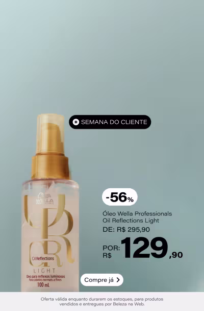 Wella Professionals Oil Reflections Light - Óleo Capilar 100ml De: R$ 295,9 Por: R$ 129,9 Selo: 56% OFF *Vendidos e entregues por Beleza na Web