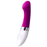 Este é um vibrador pessoal de silicone na cor roxa intensa. Possui um formato alongado e arredondado em uma extremidade. A base é branca e apresenta o logotipo "LELO" gravado. Há também alguns botões ou controles visíveis na base branca.