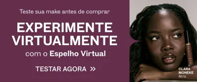Uma modelo com expressão séria. Experimente virtualmente com o Espelho Virtual. Teste agora.