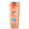 Frasco de shampoo Elseve Cachos Longos dos Sonhos, com embalagem laranja e azul, contendo 400 ml do produto. Rótulo com informações sobre os benefícios do shampoo para cabelos cacheados.