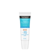 A imagem mostra o Protetor solar facial da linha Sun Fresh Hydro Boost da Neutrogena. Embalagem plástica cilíndrica branca e azul. Rótulo indicando fator de proteção solar 70, textura fluida, cor 2.0, para todos os tipos de pele.