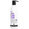 Condicionador High Condition da marca Curly Care. Embalagem plástica branca cilíndrica com tampa preta. Rótulo frontal com o nome do produto em letras grandes na cor roxa e a descrição "condicionador" abaixo.
