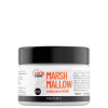 É um produto de tratamento capilar da marca Curly Care. A embalagem é um pote plástico branco com tampa preta. Na frente, há o nome do produto "MarshMallow" em letras grandes e laranjas, seguido de "máscara HNR" em letras menores.