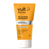 Gel de limpeza facial antioxidante Vult. Embalagem plástica amarela com detalhes em branco. Rótulo com o nome do produto "Gel de Limpeza Antioxidante" e informações adicionais como "Limpeza suave com efeito matte" e "Todos os tipos de pele". Contém 150g.