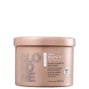 Máscara da linha Blond Me da Schwarzkopf Professional. Embalagem plástica rosada opaca com tampa da mesma cor. Rótulo em relevo com o nome "Blond Me" e descrição "All Blondes Detox Mask" (Máscara Detox para Todos os Tons de Loiro). Embalagem de 500ml