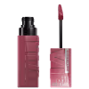 Produto de maquiagem Maybelline com embalagem preta e rosa, contendo um aplicador de batom em formato cônico. O rótulo exibe o nome da marca "Maybelline" em destaque.