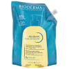 Embalagem de recarga Eco da Bioderma, contendo 1 litro de Atoderm, um óleo de banho hidratante e calmante para peles sensíveis e secas a muito secas.