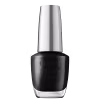 Frasco de esmalte OPI Infinite Shine, com design elegante e moderno em preto e prata, na versão cor Black Onyx