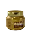 Frasco dourado de produto de beleza da marca Forever Liss Professional, rotulado como "Banho de Verniz" para tratamento de cabelos, contendo ingredientes como óleo de coco, queratina e D-pantenol.