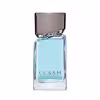 Frasco de perfume Clash em formato retangular com tampa preta. O frasco é transparente e contém um líquido azul claro. O rótulo exibe o nome da marca "CLASH" em letras grandes.