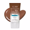 Protetor solar facial fluido da marca Boti Sun, com FPS 70 e textura aquosa, em embalagem de 40 ml com rótulo em tons de marrom e azul, destacando propriedades como uniformidade, absorção rápida e proteção imediata.