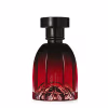 Frasco de perfume Floratta em formato cilíndrico com tampa preta, apresentando degradê de vermelho escuro a preto, com rótulo destacado em vermelho.