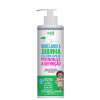 Frasco branco com bomba doseadora contendo gelatina capilar da marca Widi Care, com rótulo destacando "Modelando a Jubinha" e informações sobre os benefícios do produto, como potencializar a definição dos cabelos.