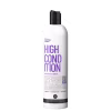 Condicionador High Condition da marca Curly Care. Embalagem plástica branca cilíndrica com tampa preta. Rótulo frontal com o nome do produto em letras grandes na cor roxa e a descrição "condicionador" abaixo.