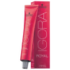 Coloração de cabelo da marca Schwarzkopf Professional, na cor vermelho, com o nome "Igora Royal" impresso em preto. O produto é descrito como uma tintura de cabelo permanente.