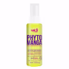 Frasco de 60 ml do sérum reparador de pontas Phyto Manga da marca Widi Care, com embalagem amarela e roxa, contendo óleo de macadâmia e informações sobre sua fórmula sem sulfatos e parabenos.