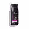 O produto apresentado é um shampoo da Vult, com 200ml de volume. A embalagem é preta, com o logotipo da marca em destaque e informações sobre os principais ingredientes e benefícios do produto, como bioqueratina e niacinamida.
