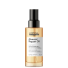 Frasco de óleo reparador Absolut Repair da L'Oréal Professionnel, com 90 ml de produto. Embalagem preta e dourada, com destaque para o nome do produto e informações sobre os benefícios do óleo de gérmen de trigo.