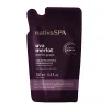 Refil de loção corporal desodorante da marca Nativa SPA Uva Merlot, com sachê de 350 ml na cor roxa escura, rótulo com texto em dourado e branco informando a marca e as características do produto.