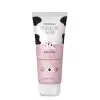 O produto apresentado é um creme hidratante corporal da marca Cuide-se Bem, com o nome "Deleite" impresso no rótulo. A embalagem é um tubo branco com detalhes em preto e rosa, com uma ilustração de uma vaca estilizada.