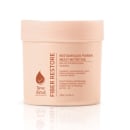 Máscara capilar da marca Nuance Professional, com a designação "Fiber Restore". O texto indica que se trata de um tratamento de restauração power multi-nutritivo, com propriedades de brilho tridimensional e suavidade.