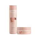 Produtos de tratamento capilar da marca Braé. Um shampoo de 250ml com o nome "Essential". Uma máscara capilar de 200g.
