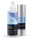 Kit com sabonete facial e sérum Hialux, da marca Tulípia Cosméticos.
