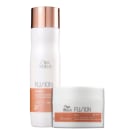 Kit com shampoo e máscara Fusion, da marca Wella Professionals.