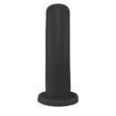 Sex toy. Plug anal em formato cônico, lembrando um parafuso, na cor preta. Tem as dimensões 17 x 4,3cm