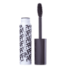 Frasco cilíndrico preto e branco. APlicador com cerdas volumosas.
