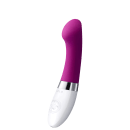 Este é um vibrador pessoal de silicone na cor roxa intensa. Possui um formato alongado e arredondado em uma extremidade. A base é branca e apresenta o logotipo "LELO" gravado. Há também alguns botões ou controles visíveis na base branca.