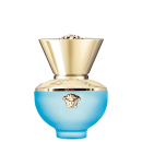 A imagem mostra o Perfume Importado Feminino de Dylan Turquoise de Versace.