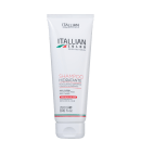Shampoo hidratante da linha Itallian Color Professional. Texto "Shampoo Hidratante", descrevendo o produto como shampoo hidratante com coco e argan. Informações como volume de 250ml e proteção de cor.