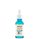 Frasco de sérum antiacne Garnier Skin Active Uniform & Matte, com 4% de ingredientes ativos, em embalagem de vidro com conta-gotas e rótulo branco e azul.