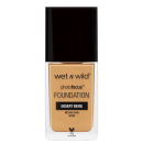 A imagem mostra uma embalagem de base líquida da marca Wet n Wild. É o produto PhotoFocus Foundation. A embalagem é um frasco retangular com o rótulo frontal que exibe o nome do produto e a marca.