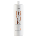 Frasco branco da linha Divine da marca Braé, contendo condicionador antifrizz para cabelos brilhantes e lisos. O rótulo apresenta o nome do produto "Divine" em letras grandes e douradas.