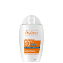 Embalagem plástica branca opaca em formato cilíndrico. Rótulo laranja com o logotipo e nome da marca Avène em letras maiúsculas, nas cores laranja, branca e azul. Peso líquido de 40g indicado na embalagem.