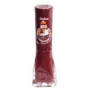 Esmalte cremoso da marca Dailus, cor Cherry Mocha. O frasco é pautado por tons de vinho, contendo um boneco de neve no rótulo de sua tampa.