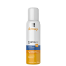 A imagem mostra um protetor solar corporal em Aerossol com embalagem amarela, azul e branca e tampa branca.