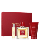 Conjunto Guerlain com perfume, amostra de perfume e shower gel.