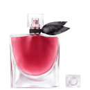 O frasco é predominantemente na cor rosa vibrante. A tampa do frasco possui um laço preto ornamentando.