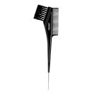 Pente preto da marca ProArt com dentes finos e longos, com formato triangular e cabo estreito, em fundo escuro.